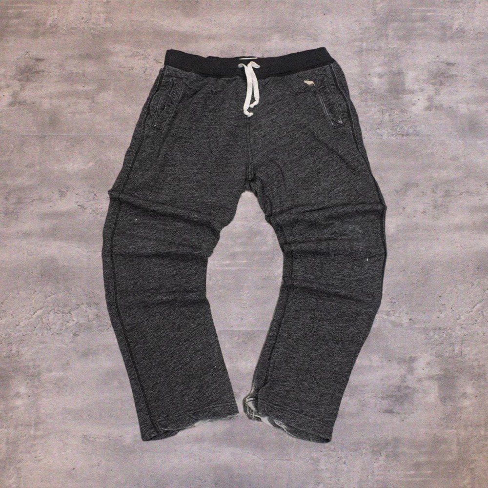 Y2K Abercrombie & Fitch Charcoal Heather Grey Baggy Relax Thrashed Sweatpants